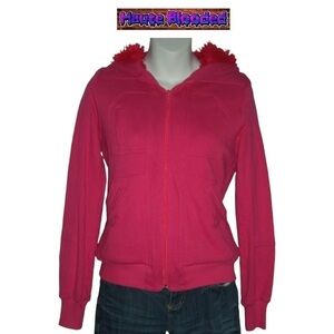 Marc By Marc Jacobs Bright Pink Hoodie W/ Red Faux Fur Lining Warm Sweatshirt S